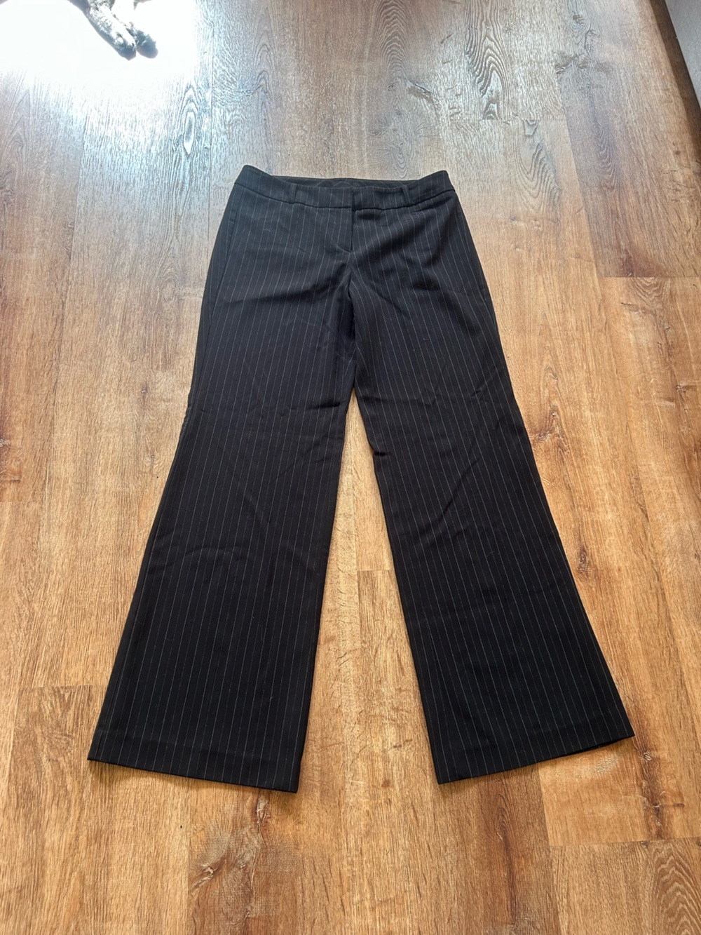 Black Pinstripe Wide Leg Dress Pants